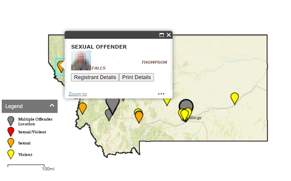 A screenshot of the sexual offender information through location search which works well as a people finder when a requester doesn’t have specifics on an offender, or is simply looking to bring up offenders within a certain radius.